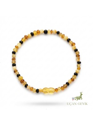 Uçan Geyik Kehribar Doğal Taş Bebek Kolyesi - Güçlü Bağışıklık ve Diş Çıkarma