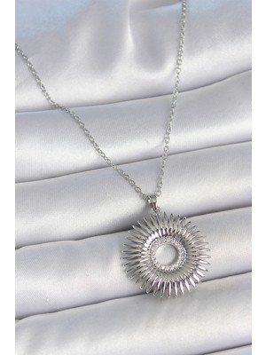 Clariss 316L Çelik Gümüş Renk Zincir Zirkon Taşlı Nova Yıldız Model Kadın Kolye