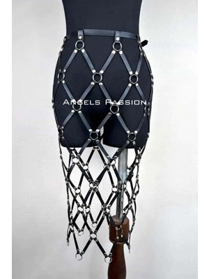 Pilelistore Harness Etek, Deri Örgü Harness Etek, Şık Tayt Üzeri Etek - BRF410