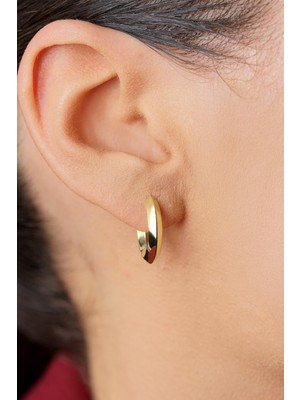 Fiyonk Kuyumculuk 14 Ayar Altın Simetrik Kesim Küçük Halka Küpe