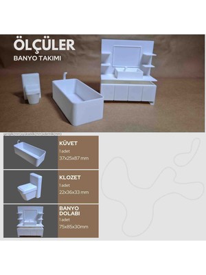 Home 1/20 Ölçek Maket Diorama Mimari Iç Mimari Banyo Mobilya Seti