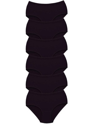 Çamaşır Kenti 6 Adet Tutku Kadın Yüksek Bel Bato Kalın Lastik Külot Siyah