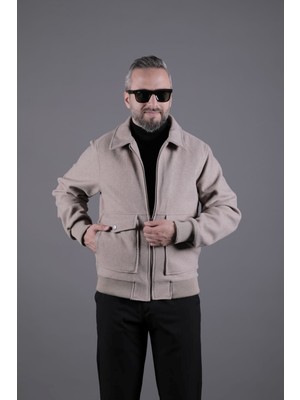 Ohepmoda Torba Cepli Ribanalı Erkek Kaşe Kaban Mont