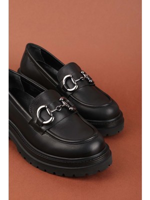 Gondol Hakiki Deri Kalın Taban Hafif Oxford Ayakkabı ERP.742 - Siyah - 38 Siyah