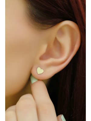 Kalp Plaka Küpe 14 Ayar