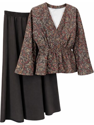 JOOQSTORE Vintage Desenli Etek Takım