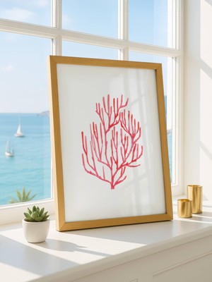Fuart.Co Ateş Mercanı Dijital Baskı Poster (Çerçevesiz)Sea World Poster Serisi Sefu