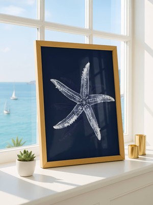 Fuart.Co Gece Mavisi Yıldız Dijital Baskı Poster (Çerçevesiz)Sea World Poster Serisi Sefu