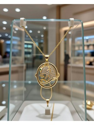 Jade'm Gold Çelik Jaguarli Kolye