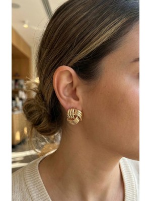 Clariss 316L Çelik Gold Renk Sarmal Model Kadın Küpe