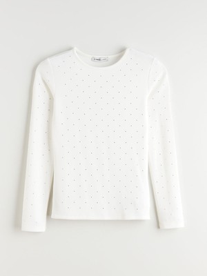 Lc Waikiki Yeni Sezon Bisiklet Yaka Taşlı Kadın Tişört