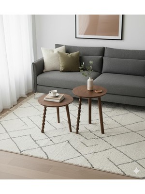 FASTWOOD Boncuk Ceviz Ahşap 2'li Zigon Sehpa