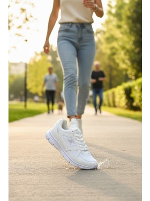 Enoch Erkek Spor Koşu ve Yürüyüş Ayakkabısı Tam Ortopedik Tabanlı x Logolu ve Esnek Fileli Model