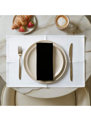 Meine Home Siyah Keten Kumaş Peçete 6 Adet