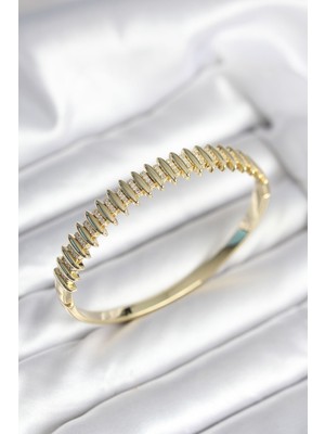 Zemira Home Gold Renk Zirkon Taşlı Pirinç Kadın Kelepçe