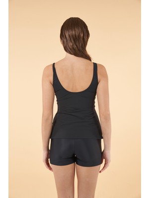 Estiva Şortlu Geometrik Desenli Tankini Mayo - Renkli Siyah