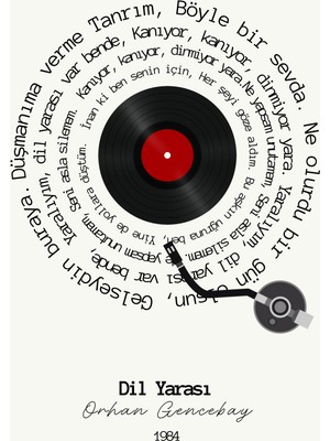 Fuart.Co Orhan Gencebay Dil Yarası Şarkı Sözleri Dijital Baskı Poster (Çerçevesiz) Tsfu