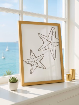 Fuart.Co Iki Denizyıldızı Dijital Baskı Poster (Çerçevesiz)Sea World Poster Serisi Sefu