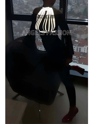 Karanlıkta Parlayan Beyaz Reflektörlü Seksi Büstiyer Sütyen Takım - APFT551