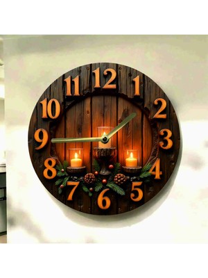 AA Shop Renkli Baskı Desenli Sayılı Hediyelik Ahşap Sessiz Tablo Duvar Saati 610