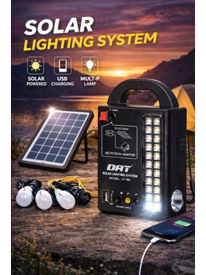 HMO Store Solar Panelli /ledli Güneş Enerjili Radyo Usb/ 3 Adet Ampul Şarjlı (Solar 9V)