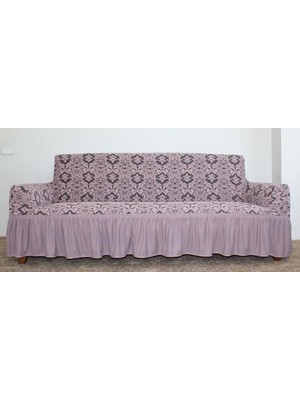 Altınkoza Jakarlı Damask Koltuk Örtüsü Maxi Çekyat (3+3)-gül Kurusu