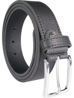 Lelth Erkek 4 cm Klasik Siyah Kemer