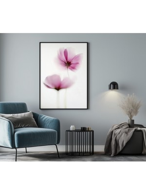 Rosa Art Metal Çerçeveli Gerçek Camlı Tablo |soyut,minimalist Mor Çiçek | Yüksek Çözünürlüklü Çerçeveli Poster