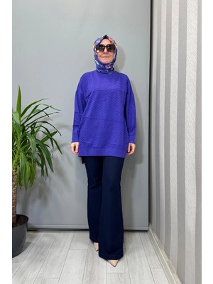 Ghisa Balıkçı Yaka Triko Tunik Mor 26KOBTNK4857