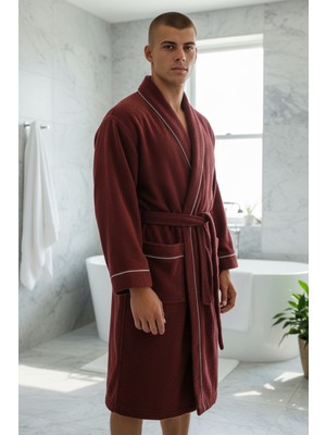 Cottonea % 100 Pamuklu Laodikeia Kimono Bornoz Kadın Erkek Unisex Bordo