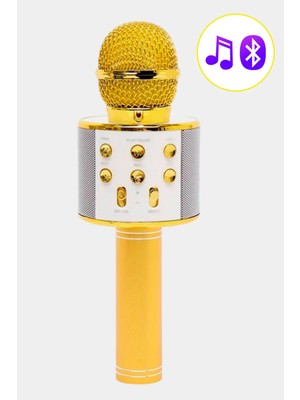 Gampus Kablosuz Karaoke Mikrofon Eğlenceli Kendinden Hoparlörlü Bluetooth Karaoke Mikrofonu Ses Değiştirme