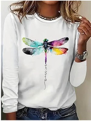 End Black Store Kadın Uzun Kollu Bisiklet Yaka Baskılı Viskon Bluz