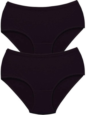 Çamaşır Kenti 2 Adet Tutku Kadın Yüksek Bel Bato Kalın Lastik Külot Siyah