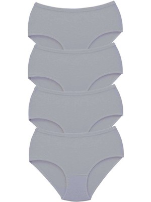 Çamaşır Kenti 4 Adet Tutku Kadın Yüksek Bel Bato Kalın Lastik Külot Gri