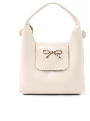 SHAKA Kırışık Dokulu Krem SHK214 Fiyonk Detaylı, Çıtçıtlı Tek Bölmeli ,çapraz Askılı El,kol ve Omuz Çantası