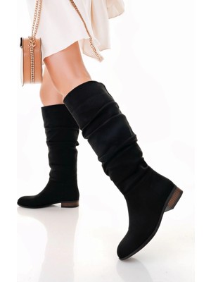 Colezium Winda Siyah Süet Körüklü Çizme