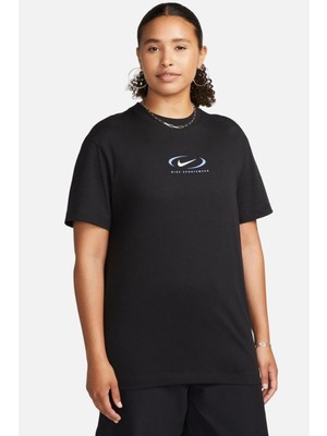 Nike Sportswear Loose Fit Tee Bfoosh Kadın Pamuklu Bol Kesim Tişört Siyah