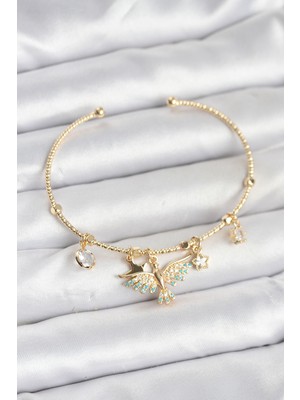 Zemira Home Anka Kuşu Charmlı Gold Renk Pirinç Kadın Bileklik