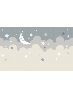 Ay ve Bulutlar Çocuk Odası Poster Duvar Kağıdı