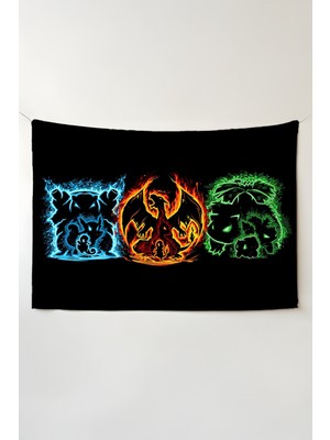 Charmbi Pokemon Duvar Örtüsü – Çok Renkli Anime Temalı Kumaş Oda Dekoru Tapestry