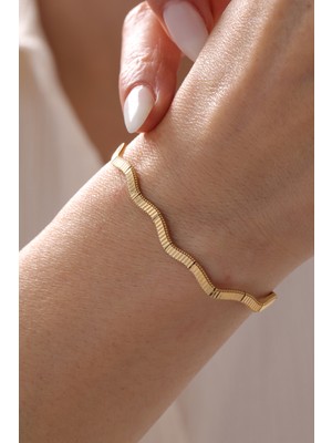 Yavuz Kuyumculuk 14 Ayar Altın Çizgi Desen Zikzak Bileklik