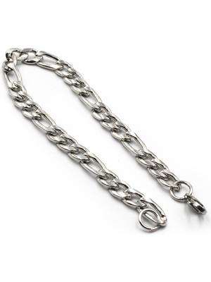 Sose Moda Figaro Model Erkek Çelik Zincir Bileklik – Gümüş Renk, 8 mm Genişlik