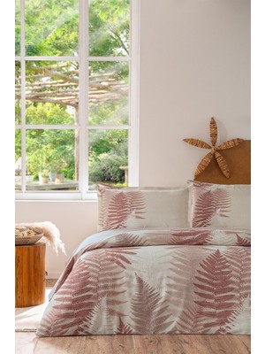 Özdilek Ranforce -Love Ladder Kahve- Lastikli Çarşaflı Çift Kişilik Nevresim Takımı