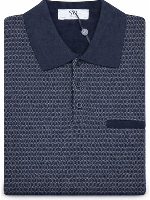 Süvari Rahat Kalıp %100 Yün Akrilik Premium Polo Yaka Desenli Kazak