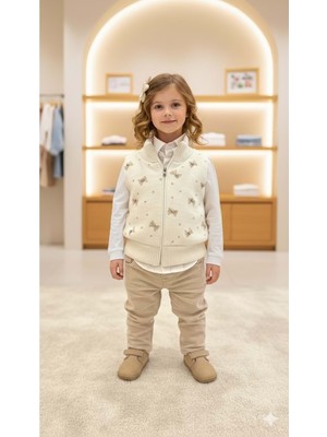 Gültekin Bebe Miss Elitte Fiyonk Yelekli 3 Lü Takım 9-24 AYLIK-997921 - Krem