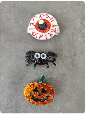 Mamas Colors Göz, Balkabağı ve Örümcek 3'lü Klipsli Simli Saç Tokası Seti