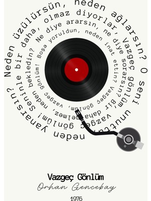 Fuart.Co Orhan Gencebay Vazgeç Gönlüm Şarkı Sözleri Dijital Baskı Poster (Çerçevesiz) Tsfu