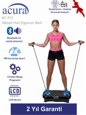 Acura AC-513 Yüksek Hızlı Bluetoothlu Titreşimli Egzersiz Aleti 5 Programlı Kullanım Amacıyla