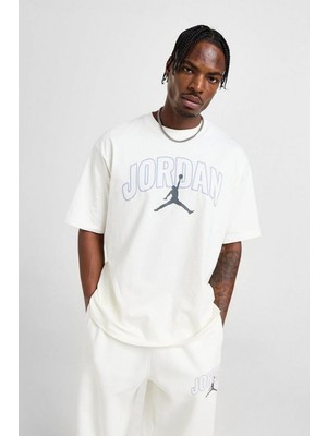 Nike Jordan Flight Essential Oversized Ss Crew T-Shirt Erkek Günlük Pamuklu Tişört Krem