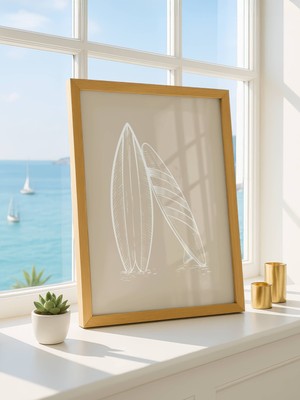 Fuart.Co Bej Dalgalar Dijital Baskı Poster (Çerçevesiz)Sea World Poster Serisi Sefu